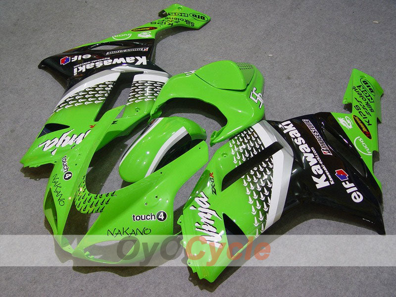 Injection Fairing kit for 07-08 NINJA ZX-6R - Green, Black - Nakano #OYO87901971 Main image