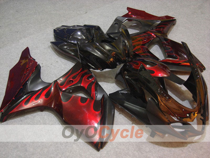 Injection Fairing kit for 09-16 GSX R1000 - Red, Black - Flame #OYO87902866 Main image
