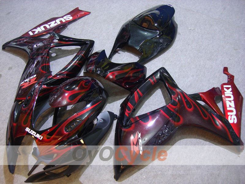 Injection Fairing kit for 06-07 GSX R750 - Red, Black - Flame #OYO87901294