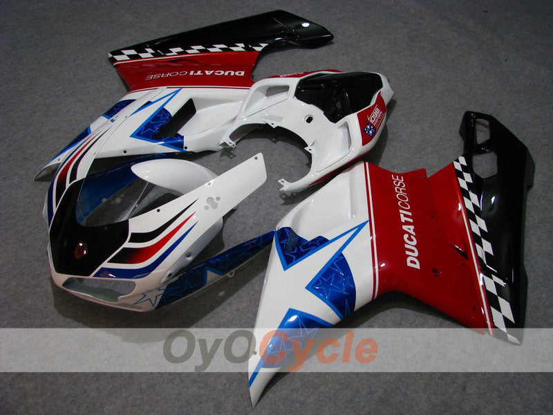 Injection Fairing kit for 08-13 Ducati 848 - Red, White - Xerox #OYO87902264