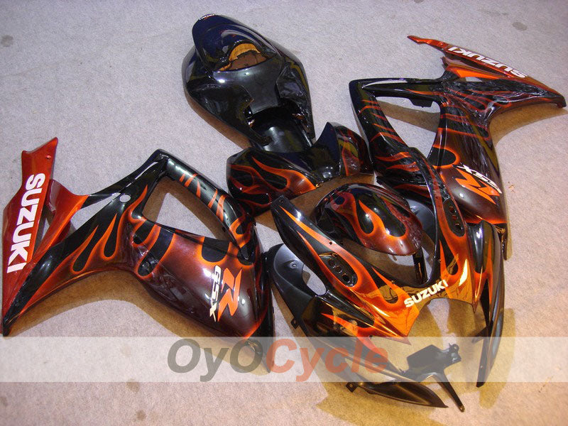 Injection Fairing kit for 06-07 GSX R750 - Orange, Black - Flame #OYO87901295 Main image