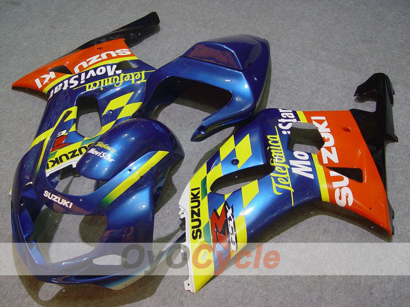 Injection Fairing kit for 00-03 GSX R750 - Yellow, Blue - Movistar #OYO87901068 Main image