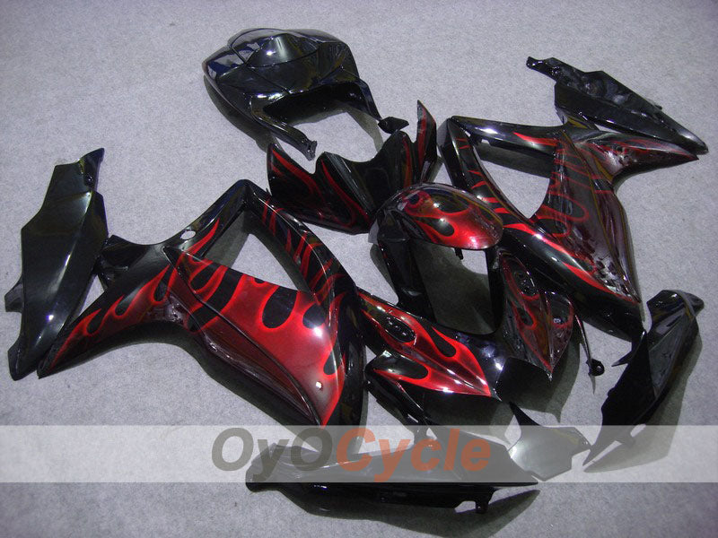 Injection Fairing kit for 08-10 GSX R600 - Red, Black - Flame #OYO87901630