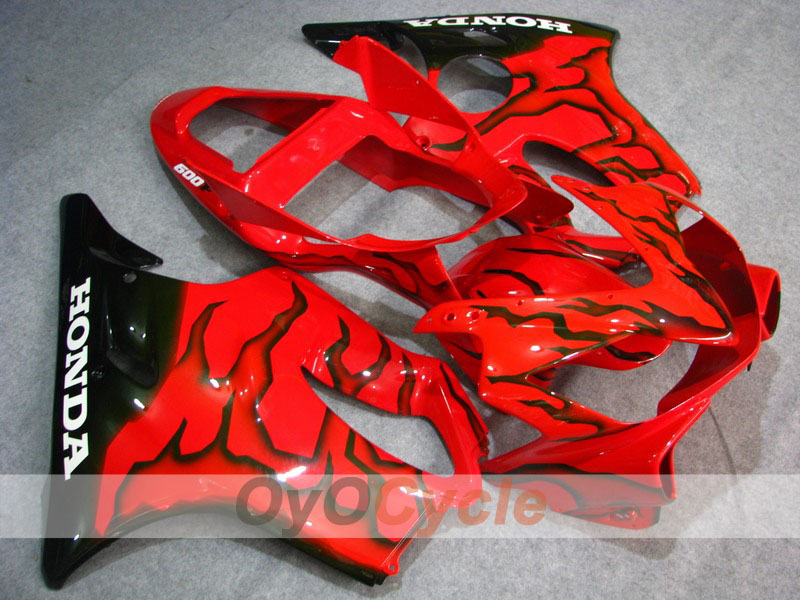 Injection Fairing kit for 01-03 CBR600F4i - Red, Black - Flame #OYO87900151 Main image