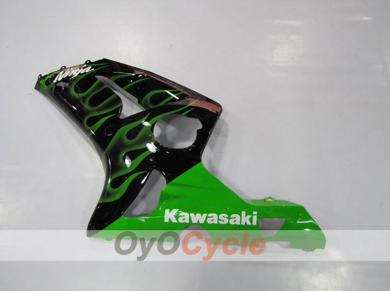 Injection Fairing kit for 03-04 NINJA ZX-6R - Green, Black - Flame #OYO87901795