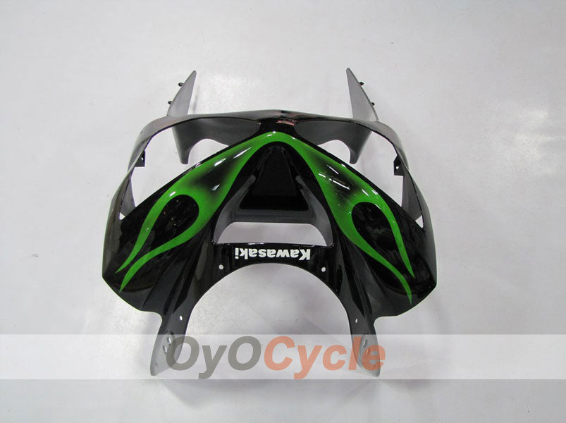 Injection Fairing kit for 03-04 NINJA ZX-6R - Green, Black - Flame #OYO87901795