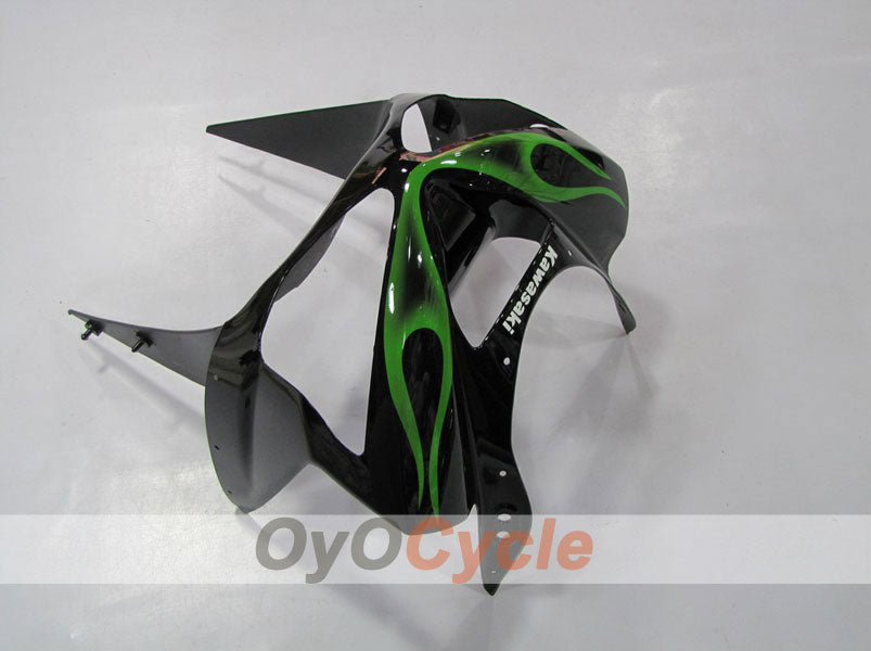 Injection Fairing kit for 03-04 NINJA ZX-6R - Green, Black - Flame #OYO87901795