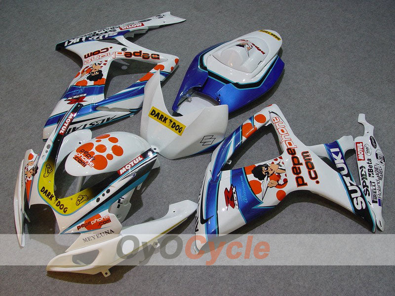 Injection Fairing kit for 06-07 GSX R600 - Blue, White - Dark Dog #OYO87901459