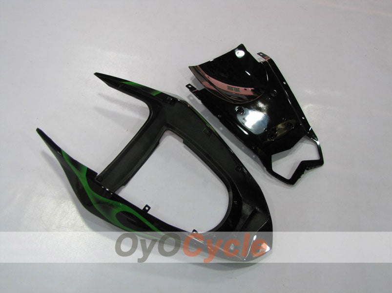 Injection Fairing kit for 03-04 NINJA ZX-6R - Green, Black - Flame #OYO87901795