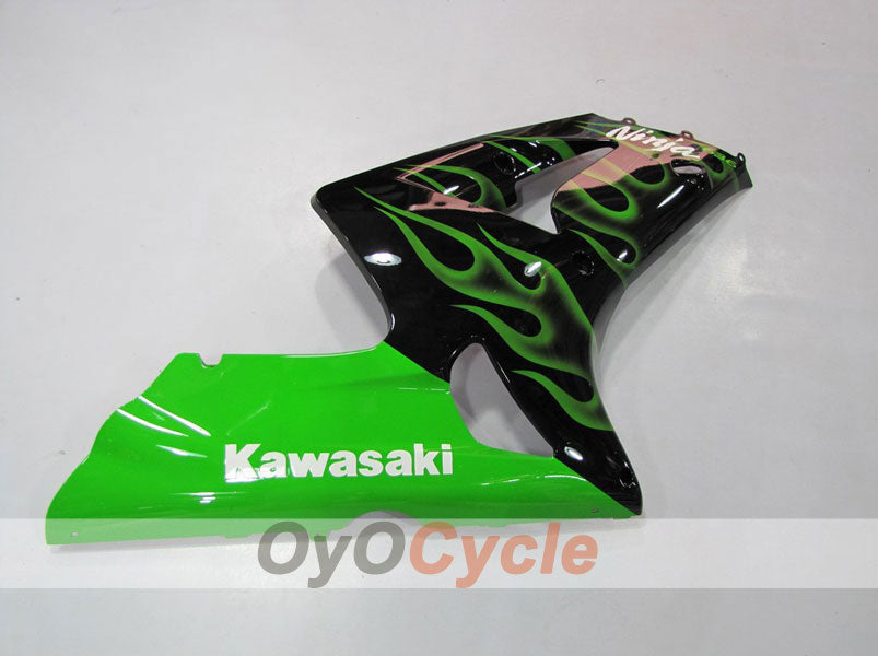 Injection Fairing kit for 03-04 NINJA ZX-6R - Green, Black - Flame #OYO87901795