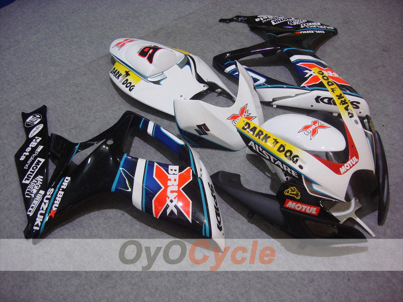 Injection Fairing kit for 06-07 GSX R600 - White, Black - Dark Dog #OYO87901461 Main image
