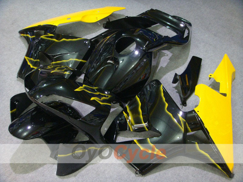 Injection Fairing kit for 03-04 CBR600RR - Yellow, Black - Flame #OYO87902520