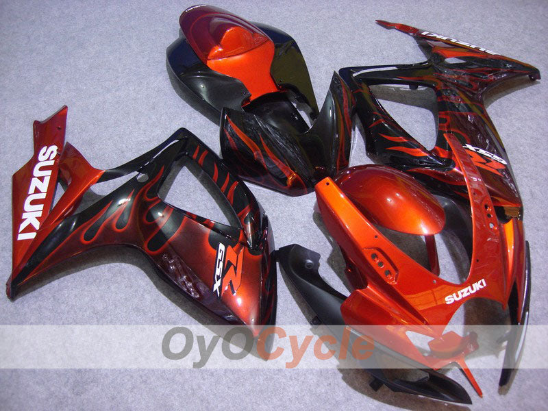 Injection Fairing kit for 06-07 GSX R600 - Orange, Black - Flame #OYO87901496 Main image