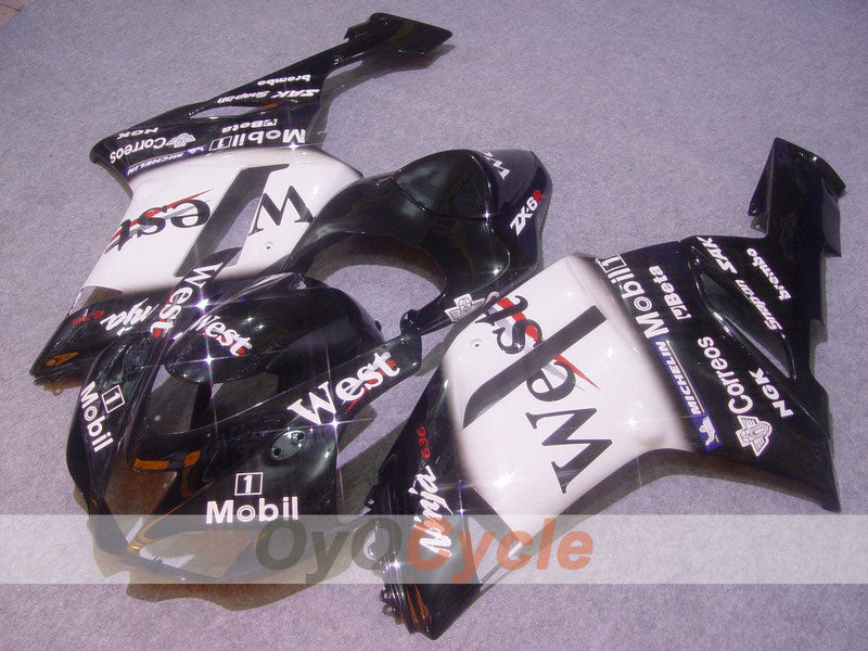 Injection Fairing kit for 07-08 NINJA ZX-6R - White, Black - West #OYO87901974