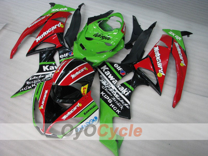 Injection Fairing kit for 09-12 NINJA ZX-6R - Red, Green - Motocard #OYO87901991 Main image