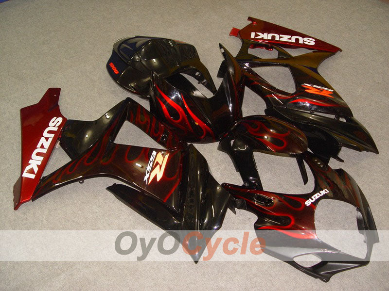 Injection Fairing kit for 07-08 GSX R1000 - Red, Black - Flame #OYO87902099