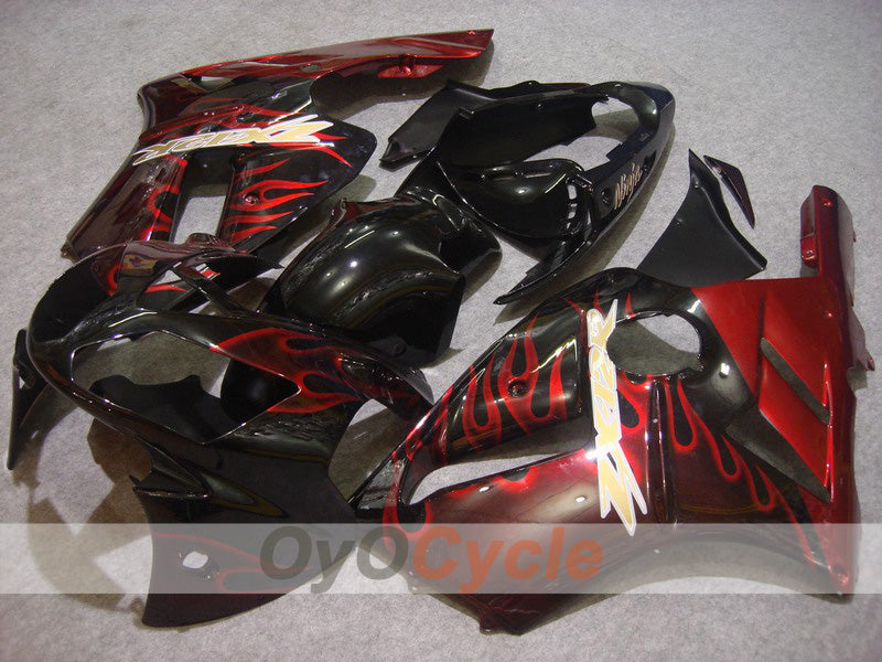 Injection Fairing kit for 02-05 NINJA ZX-12R - Red, Black - Flame #OYO87903093 Main image
