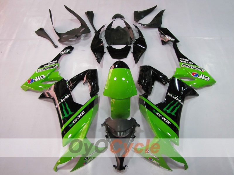 Injection Fairing kit for 08-10 NINJA ZX-10R - Green, Black - Monster #OYO87901650 Main image