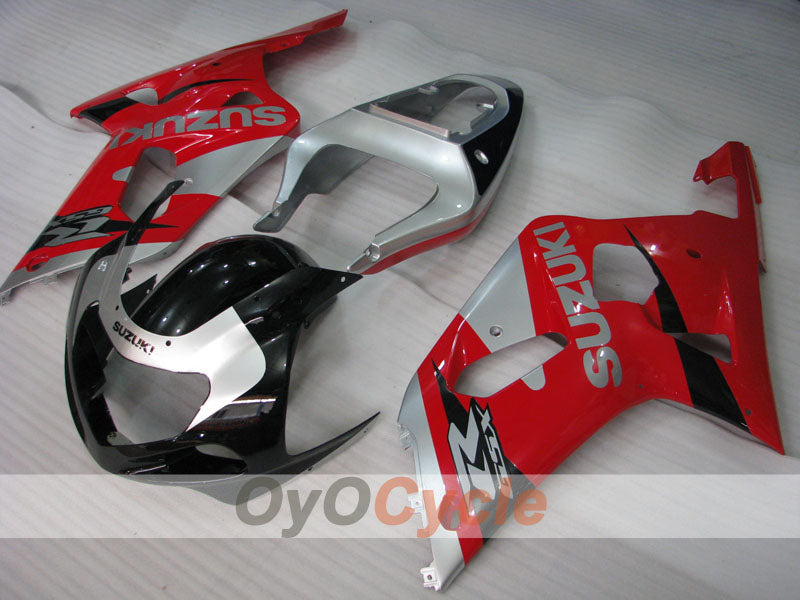 Injection Fairing kit for 01-03 GSX R600 - Red, Silver - Factory Style #OYO87905125