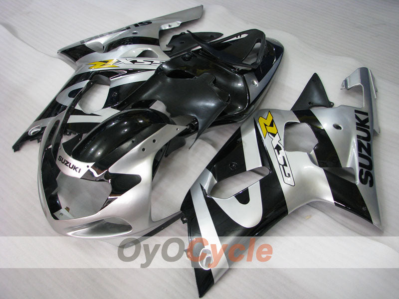 Injection Fairing kit for 01-03 GSX R600 - Black, Silver - Factory Style #OYO87901128 Main image