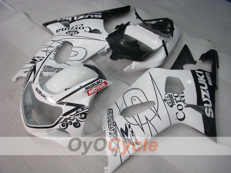 Injection Fairing kit for 00-03 GSX R750 - White, Black - Corona #OYO87901023 Main image