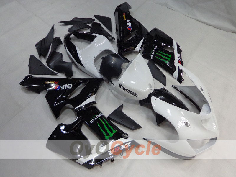 Injection Fairing kit for 05-06 NINJA ZX-6R - White, Black - Monster #OYO87901876