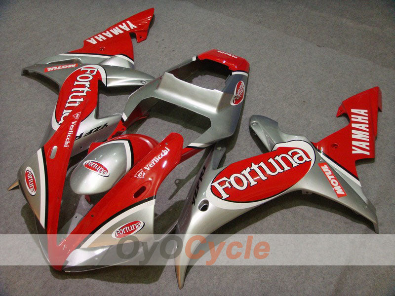 Injection Fairing kit for 02-03 YZF-R1 - Red, Silver - Fortuna, MOTUL #OYO87900799 Main image