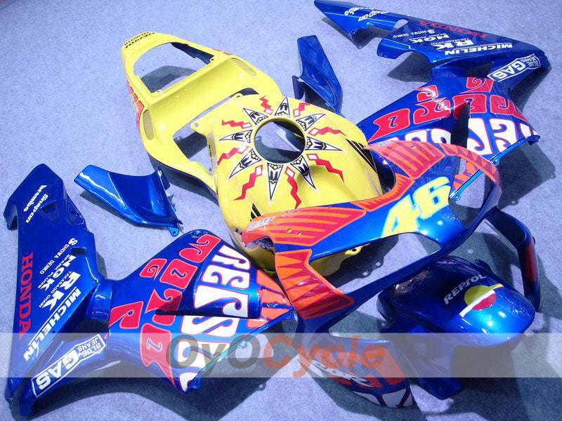 Injection Fairing kit for 03-04 CBR600RR - Yellow, Blue - Rossi #OYO87902543 Main image