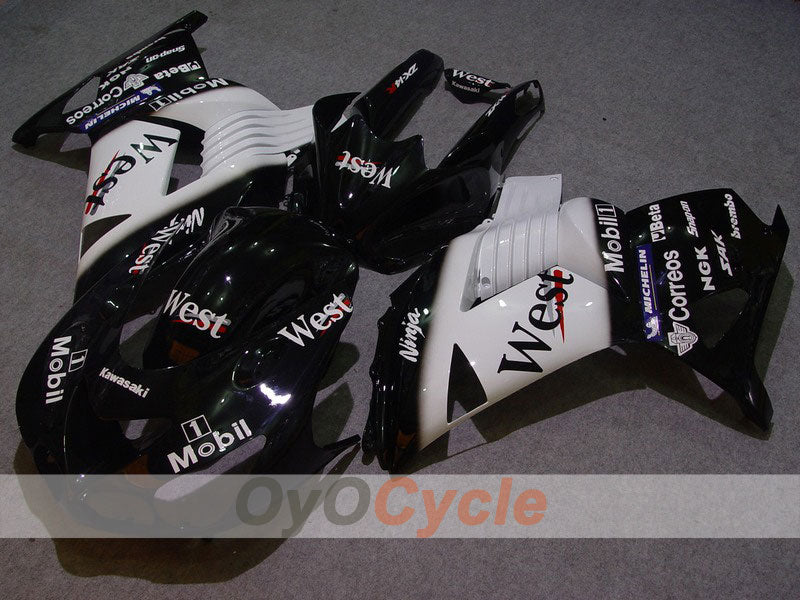 Injection Fairing kit for 06-11 NINJA ZX-14R - White, Black - West #OYO87902026 Main image