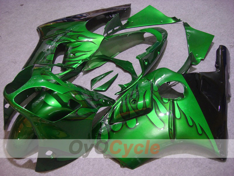 Injection Fairing kit for 00-01 NINJA ZX-12R - Green, Black - Flame #OYO87903070