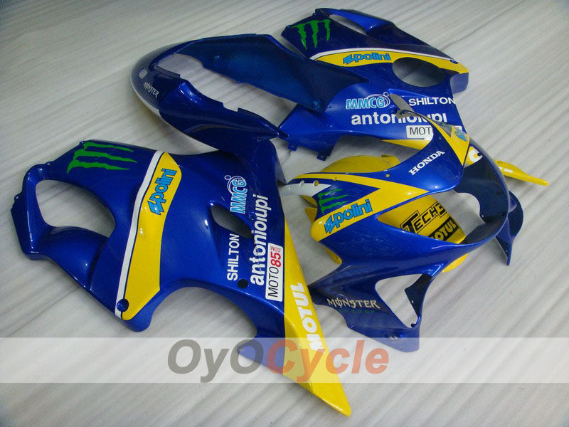 Injection Fairing kit for 99-00 CBR600F4 - Yellow, Blue - Monster, MOTUL #OYO87900115