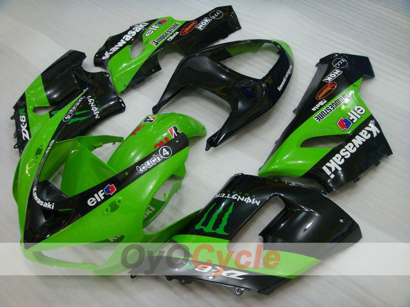 Injection Fairing kit for 05-06 NINJA ZX-6R - Green, Black - Monster #OYO87901877 Main image