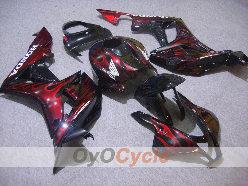 Injection Fairing kit for 07-08 CBR600RR - Red, Black - Flame #OYO87900359 Main image