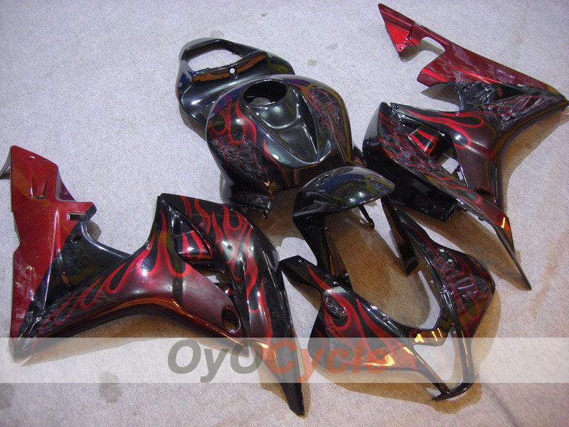 Injection Fairing kit for 07-08 CBR600RR - Red, Black - Flame #OYO87900361