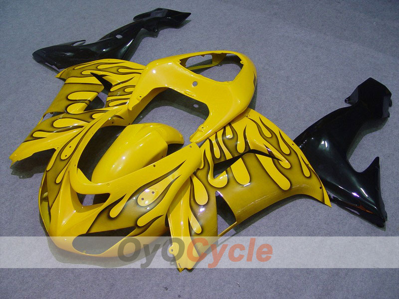 Injection Fairing kit for 06-07 NINJA ZX-10R - Yellow, Black - Flame #OYO87901600 Main image