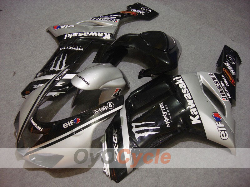 Injection Fairing kit for 07-08 NINJA ZX-6R - Black, Silver - Monster #OYO87901953 Main image