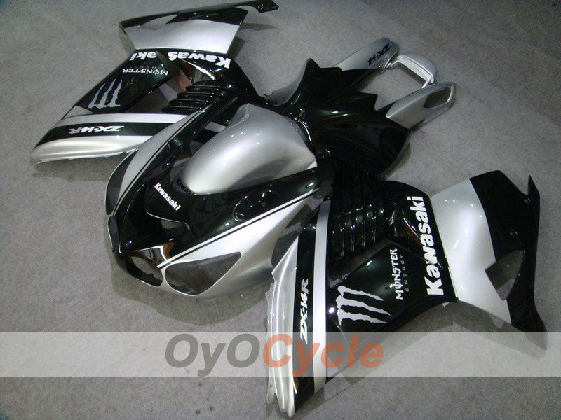 Injection Fairing kit for 06-11 NINJA ZX-14R - Black, Silver - Monster #OYO87902019 Main image