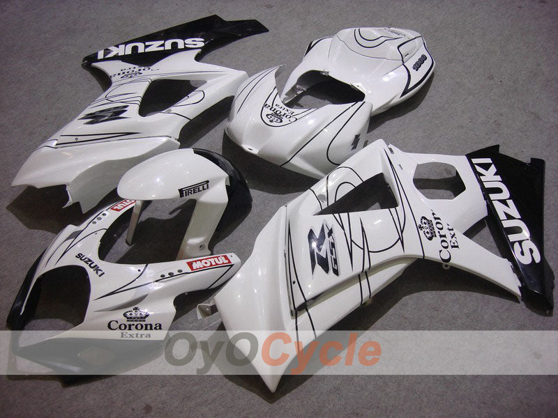 Injection Fairing kit for 07-08 GSX R1000 - White, Black - Corona, MOTUL #OYO87902078