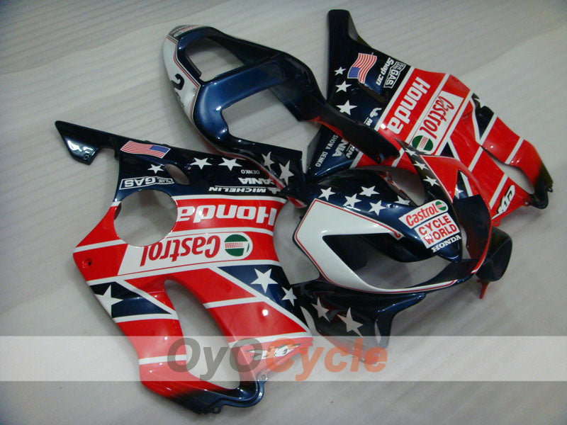 Injection Fairing kit for 01-03 CBR600F4i - Red, Blue - Castrol, MICHELIN #OYO87900144 Main image
