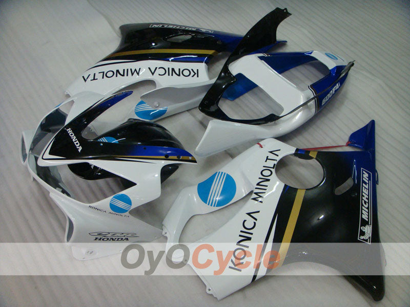 Injection Fairing kit for 01-03 CBR600F4i - White, Black - Konica Minolta, MICHELIN #OYO87900159