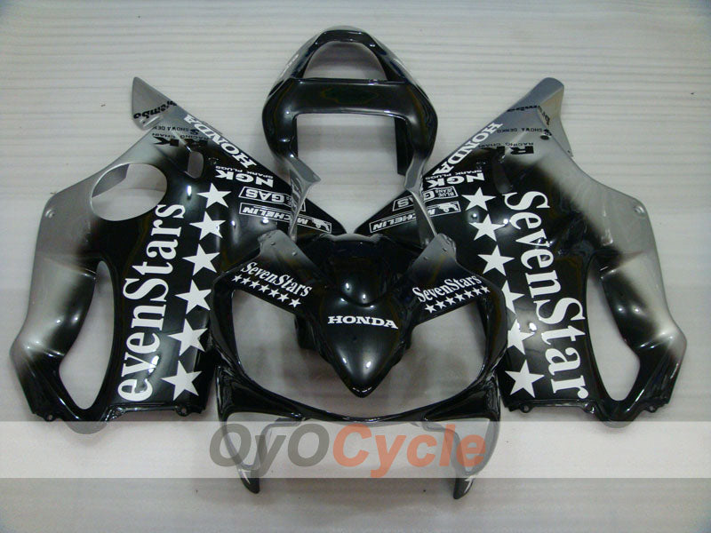 Injection Fairing kit for 01-03 CBR600F4i - Black, Silver - SevenStars #OYO87900193 Main image