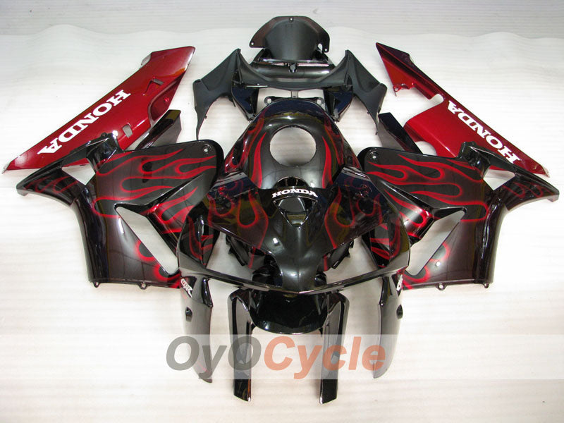 Injection Fairing kit for 05-06 CBR600RR - Red, Black - Flame #OYO87900243 Main image