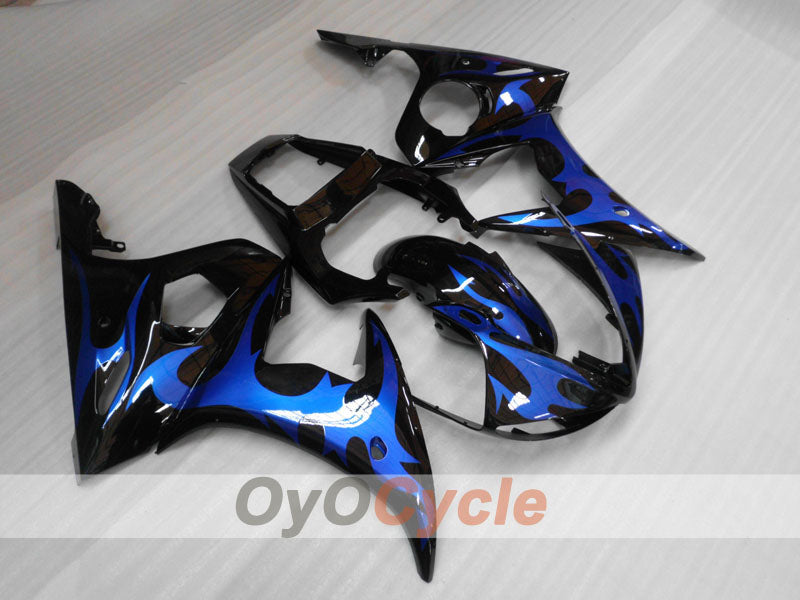 Injection Fairing kit for 03-04 YZF-R6 - Blue, Black - Flame #OYO87900905 Main image
