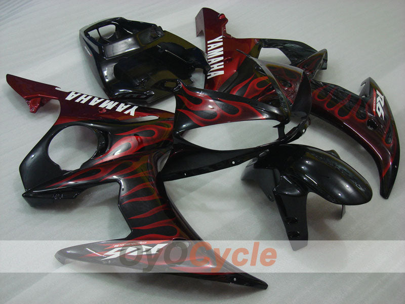 Injection Fairing kit for 03-04 YZF-R6 - Red, Black - Flame #OYO87900907 Main image
