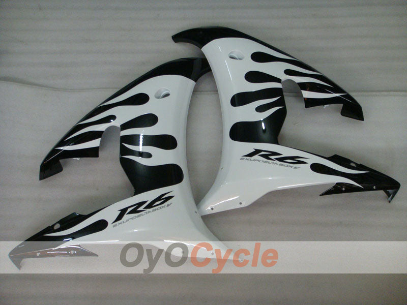 Injection Fairing kit for 03-04 YZF-R6 - White, Black - Flame #OYO87900909