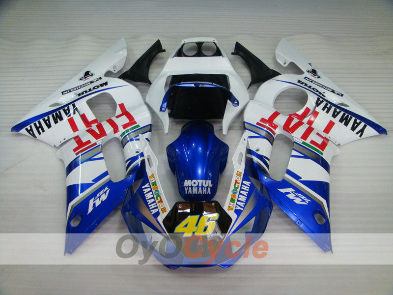 Injection Fairing kit for 98-02 YZF-R6 - Blue, White - FIAT, MOTUL #OYO87900986