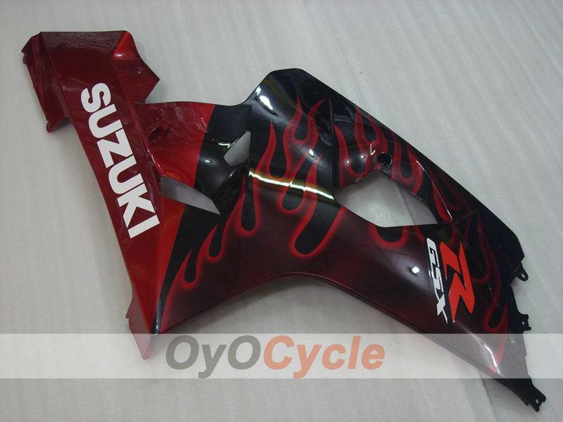 Injection Fairing kit for 04-05 GSXR600 - Red, Black - Flame #OYO87901186