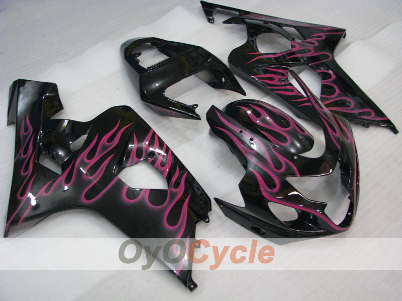 Injection Fairing kit for 04-05 GSX R750 - Black, Pink - Flame #OYO87901253 Main image