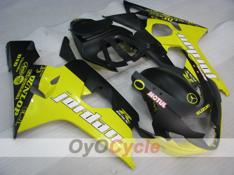 Injection Fairing kit for 04-05 GSXR600 - Yellow, Black, Matte - DUNLOP, Jordan, MOTUL #OYO87901197 Main image