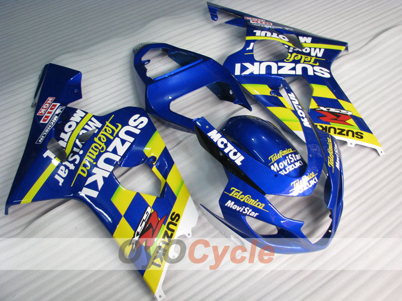 Injection Fairing kit for 04-05 GSX R750 - Yellow, Blue - Movistar #OYO87901165